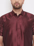 Men's Wine Silk Blend Ethnic Shirt